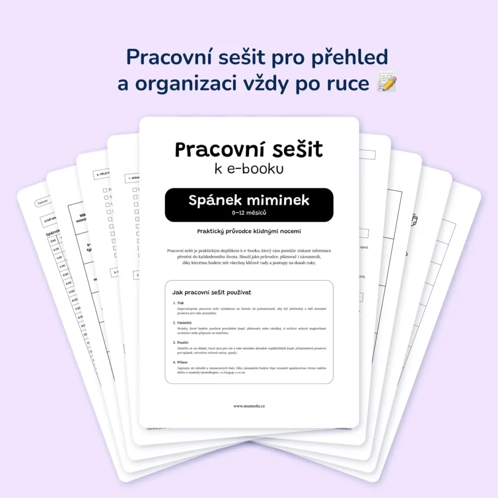 Pracovní sešit k e-booku Spánek miminek pro přehled a organizaci