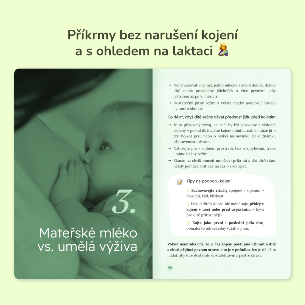 Zavádíme příkrmy – kombinace s kojením a mateřským mlékem