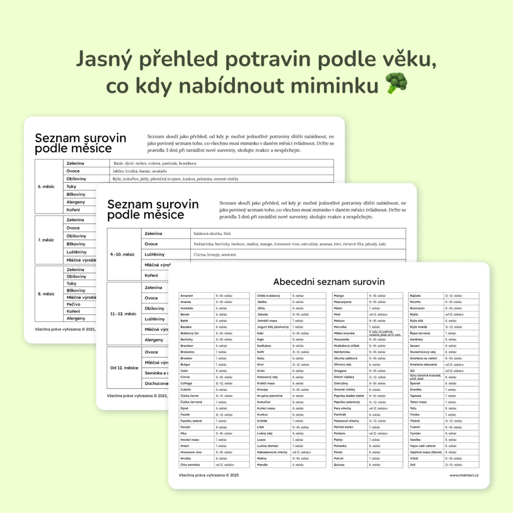Zavádíme příkrmy – seznam potravin podle věku a přehled vhodných surovin pro miminko